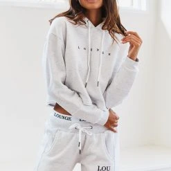 Lounge Underwear Cropped Hoodie - Ash White