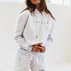 Lounge Underwear Cropped Hoodie - Ash White