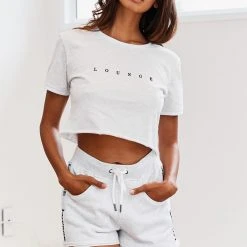 Lounge Underwear Cropped T-Shirt - Ash White Tops Und Hoodys 8 Lounge Underwear Cropped T-Shirt - Ash White Tops Und Hoodys