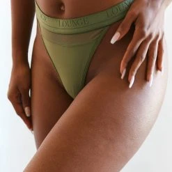 Lounge Underwear Mesh Thong (Set) - Khaki