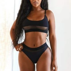 Lounge Underwear Mesh Bra (Set) - Black