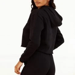 Lounge Underwear Tops Und Hoodys Cropped Hoodie - Black 8 Lounge Underwear Tops Und Hoodys Cropped Hoodie - Black