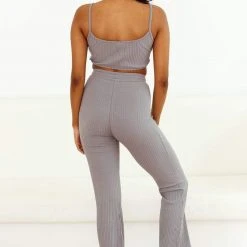 Lounge Underwear Outlet Ribbed Crop Top (Set) - Charcoal 11 Lounge Underwear Outlet Ribbed Crop Top (Set) - Charcoal