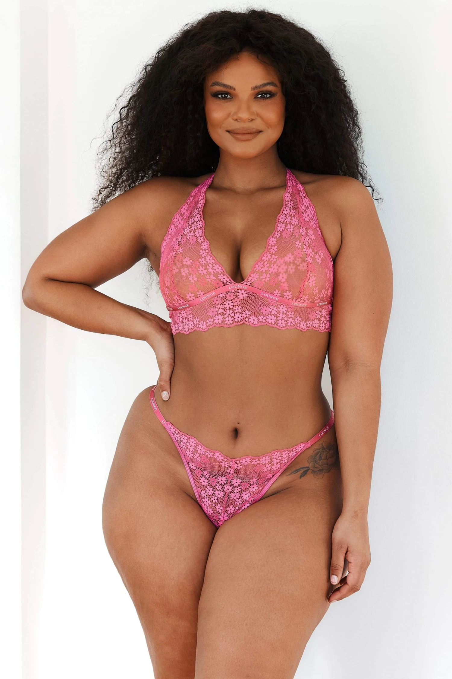 Lounge Underwear Lace Triangle Bra (Set) - Hot Pink 7 Lounge Underwear Lace Triangle Bra (Set) - Hot Pink