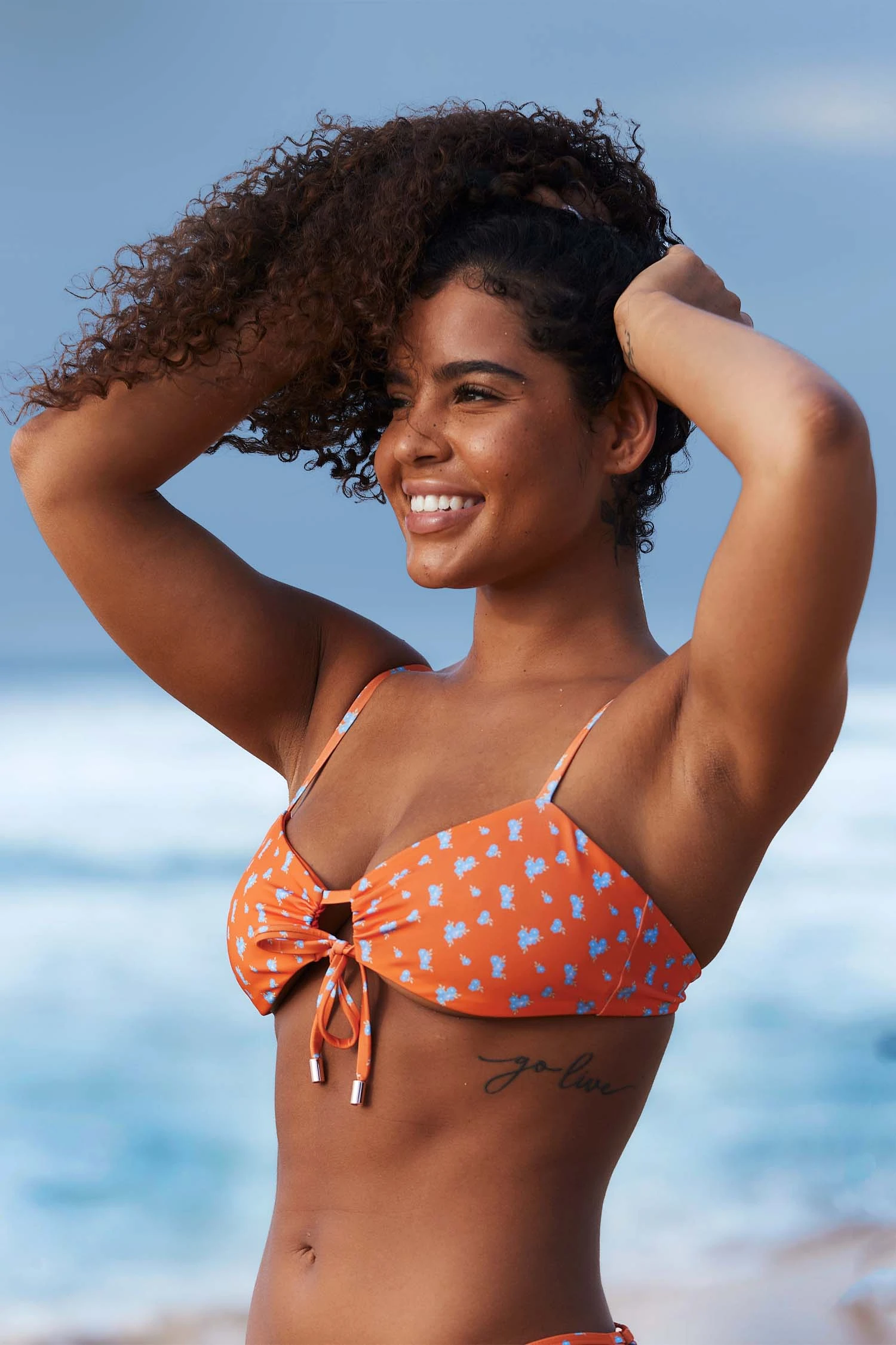 Lounge Underwear Floral Bikini Top - Orange 7 Lounge Underwear Floral Bikini Top - Orange