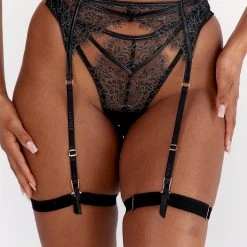 Lounge Underwear Pandora Intimates Thong & Suspender Belt (Set) - Black
