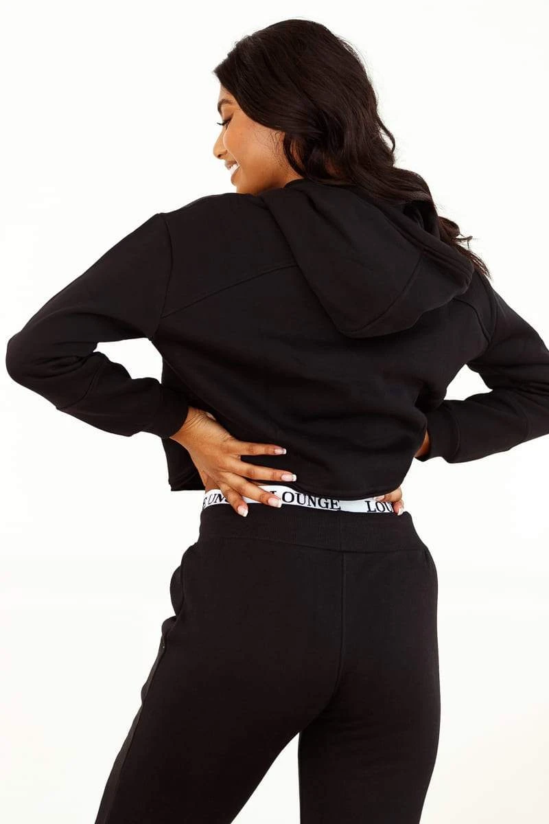 Lounge Underwear Tops Und Hoodys Cropped Hoodie - Black 6 Lounge Underwear Tops Und Hoodys Cropped Hoodie - Black