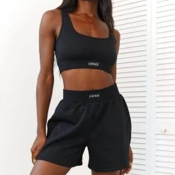 Lounge Underwear Essential Crop Top (Set) - Black