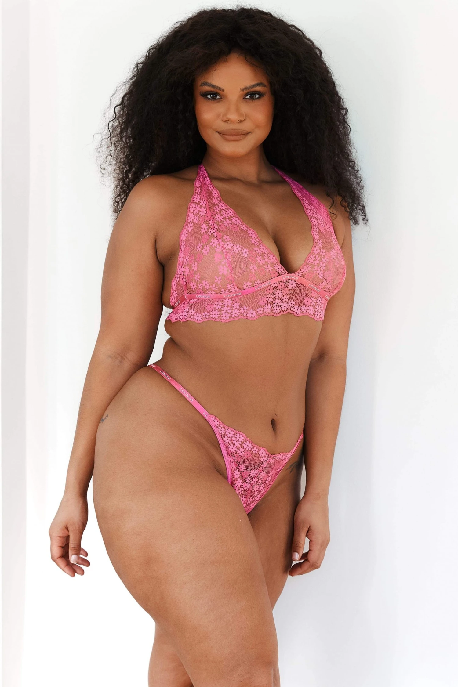 Lounge Underwear Lace Triangle Bra (Set) - Hot Pink 8 Lounge Underwear Lace Triangle Bra (Set) - Hot Pink