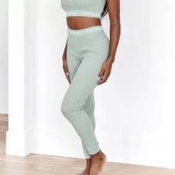 Lounge Underwear Soft Chic Ribbed Leggings - Sage Leggings Sets 9 Lounge Underwear Soft Chic Ribbed Leggings - Sage Leggings Sets