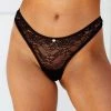 Lounge Underwear String Und Slip Picot Edged Lace Thong - Black 2 Lounge Underwear String Und Slip Picot Edged Lace Thong - Black