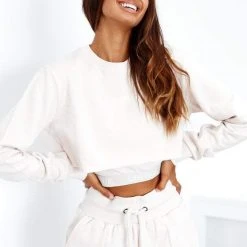 Lounge Underwear Two Piece Bralette & Cropped Jumper - Cream Bestsellers