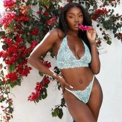 Lounge Underwear BH Ohne Bügel Sets Lace Triangle Bra (Set) - Aqua Blue