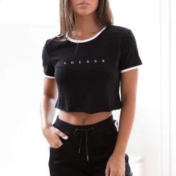 Lounge Underwear Cropped T-Shirt - Black Tops Und Hoodys