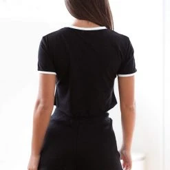 Lounge Underwear Cropped T-Shirt - Black Tops Und Hoodys