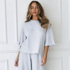 Lounge Underwear Soft Waffle Pyjama Top - Frost Schlaf 11 Lounge Underwear Soft Waffle Pyjama Top - Frost Schlaf