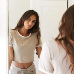 Lounge Underwear Cropped T-Shirt - Mink Tops Und Hoodys 11 Lounge Underwear Cropped T-Shirt - Mink Tops Und Hoodys