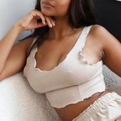 Lounge Underwear Schlaf Ruffle Pyjama Cami Top - Mink 19 Lounge Underwear Schlaf Ruffle Pyjama Cami Top - Mink