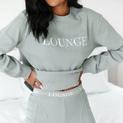 Lounge Underwear Soft Chic Ribbed Long Sleeve Top - Sage Tops Und Hoodys